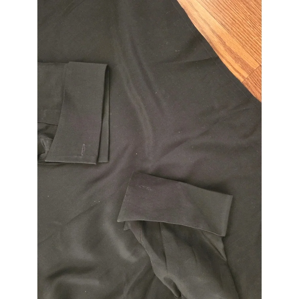 Kenneth Cole‎ New York Mens Silk Cotton Blend Dress Shirt Black Hidden Button M